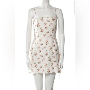 Reformation linen mini dress - white with floral print
